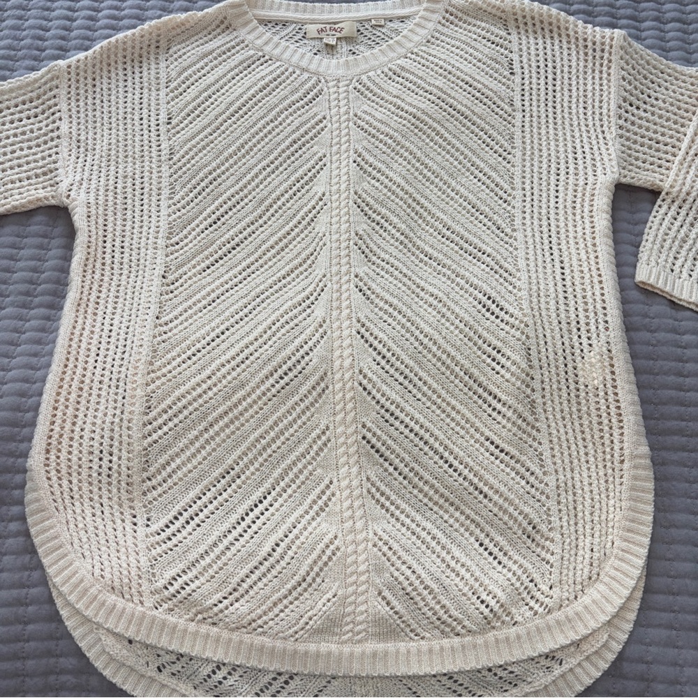 Fat Face Cream Knit Top Size Medium
